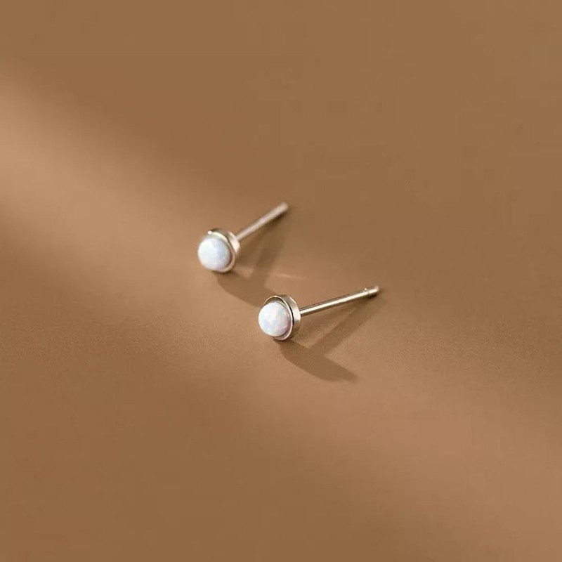 Anyco Fashion Earrings Sterling Cute Opal Zircon Chic Mini Small 2