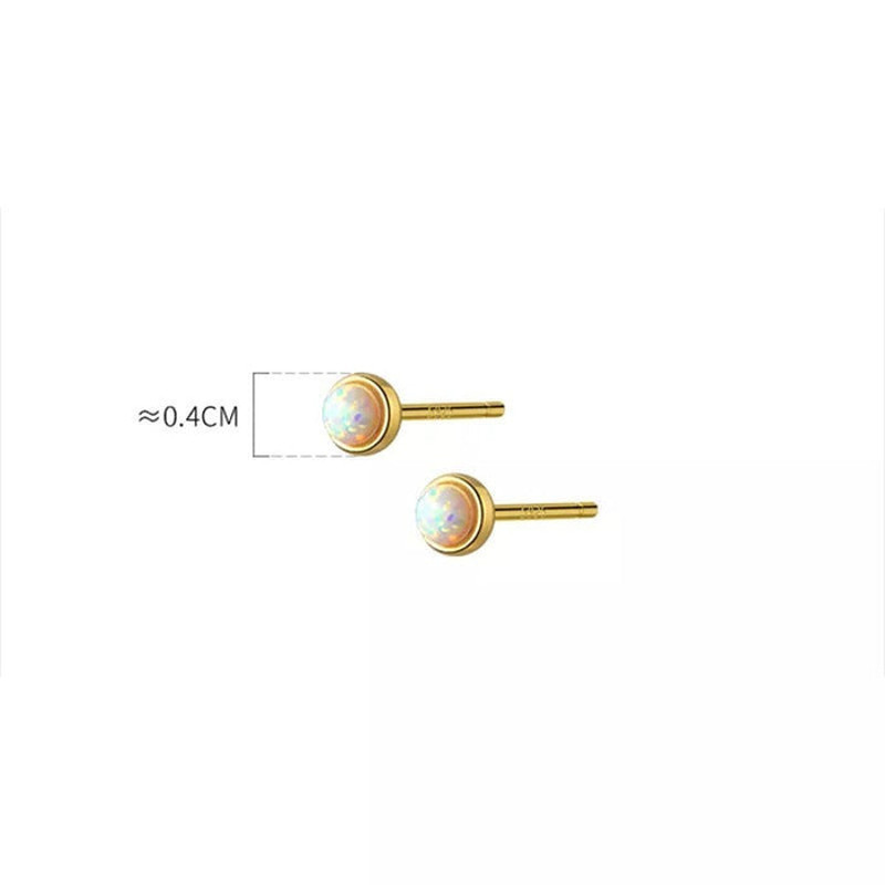 Anyco Fashion Earrings Sterling Cute Opal Zircon Chic Mini Small 5