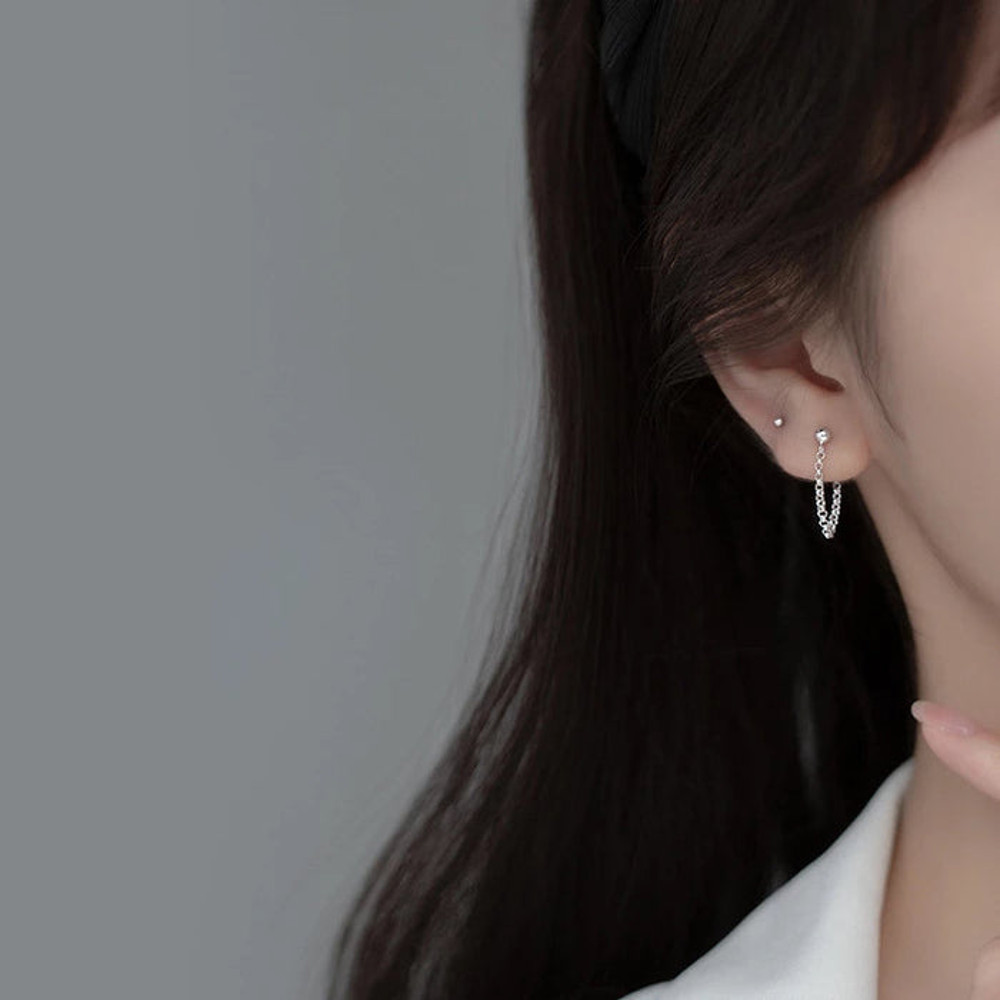 Anyco Fashion Earrings Silver 925 Sterling Gothic Cuban Link 1