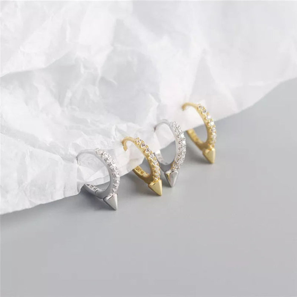 Anyco Earrings Sterling Silver Single Short Spike Eternity Clicker 3