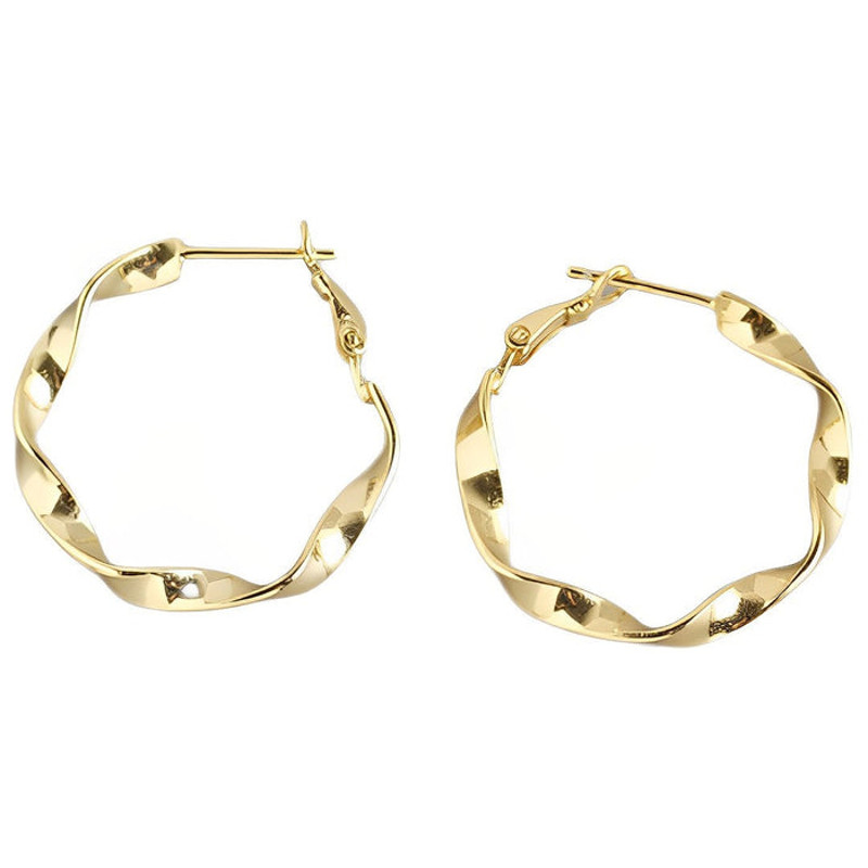 Anyco Earrings Sterling Minimalist Round Circle Rotating Twist Stud 5