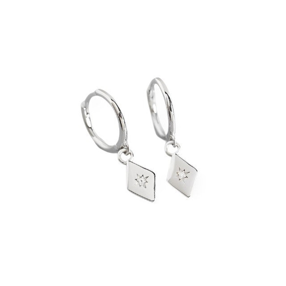 Anyco Earrings Sterling Silver Simple Geometric Zircon Pendant Stud 0