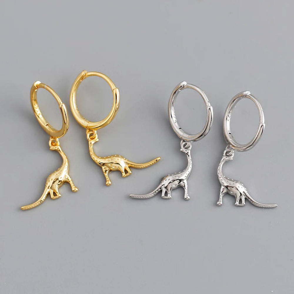 Anyco Earrings Gold Plated Simulation Bohemian Cute Pendant Dinosaur 2