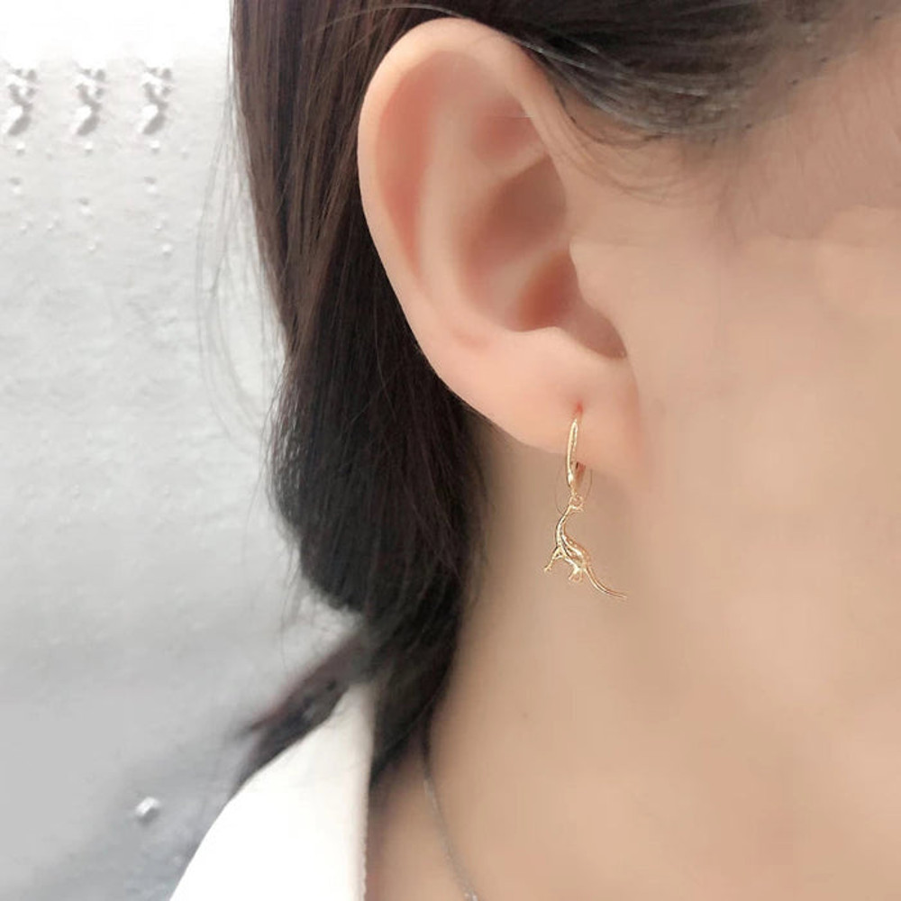 Anyco Earrings Gold Plated Simulation Bohemian Cute Pendant Dinosaur 3