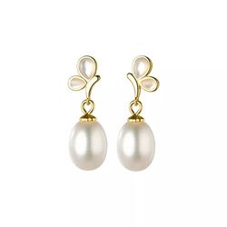 anyco fashion earrings gold 925 sterling silver elegant synthetic pearl