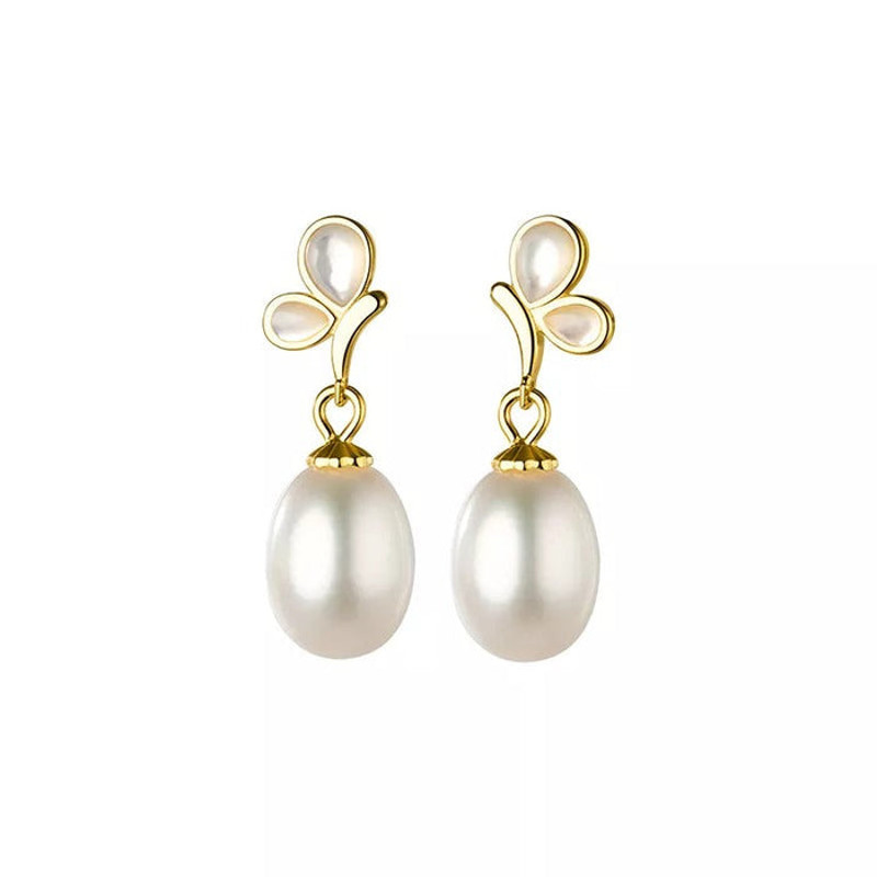 Anyco Fashion Earrings Gold 925 Sterling Silver Elegant Synthetic Pearl 0