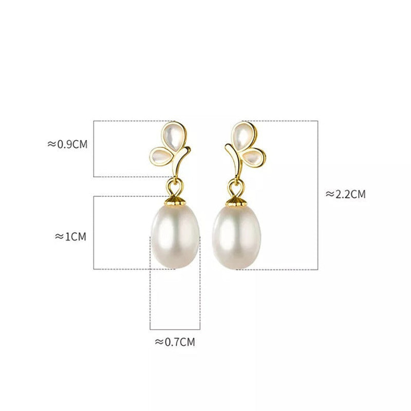 Anyco Fashion Earrings Gold 925 Sterling Silver Elegant Synthetic Pearl 4
