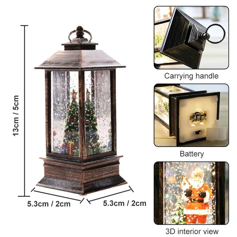 Anyhouz Christmas Snow Globe Lantern Light Lamp Holiday Decoration 7