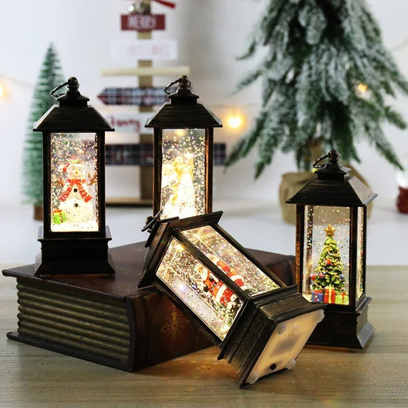 Anyhouz Christmas Snow Globe Lantern Light Lamp Holiday Decoration 2