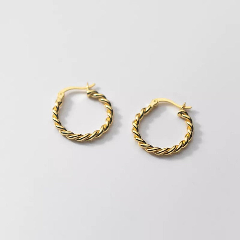 Anyco Fashion Earrings Gold Twisted Circle For Women 925 Sterling 1