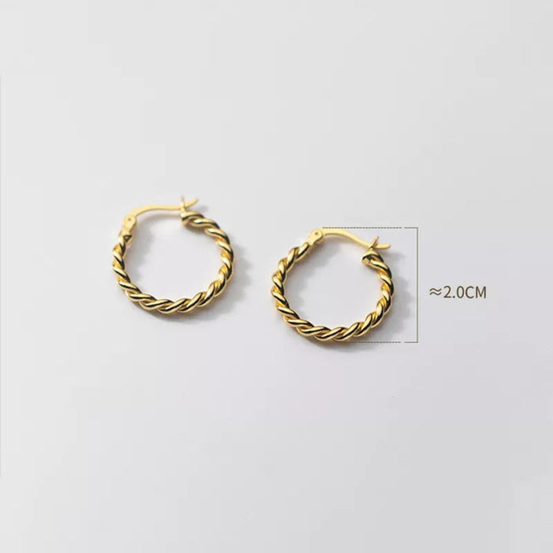 Anyco Fashion Earrings Gold Twisted Circle For Women 925 Sterling 4