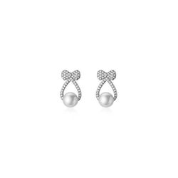 anyco fashion earrings silver 925 sterling shiny zircon bow