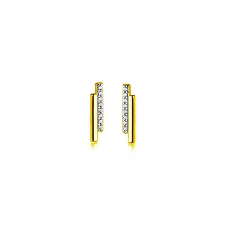 Anyco Fashion Earrings Gold Strip Shiny Zircon Small Stud 0