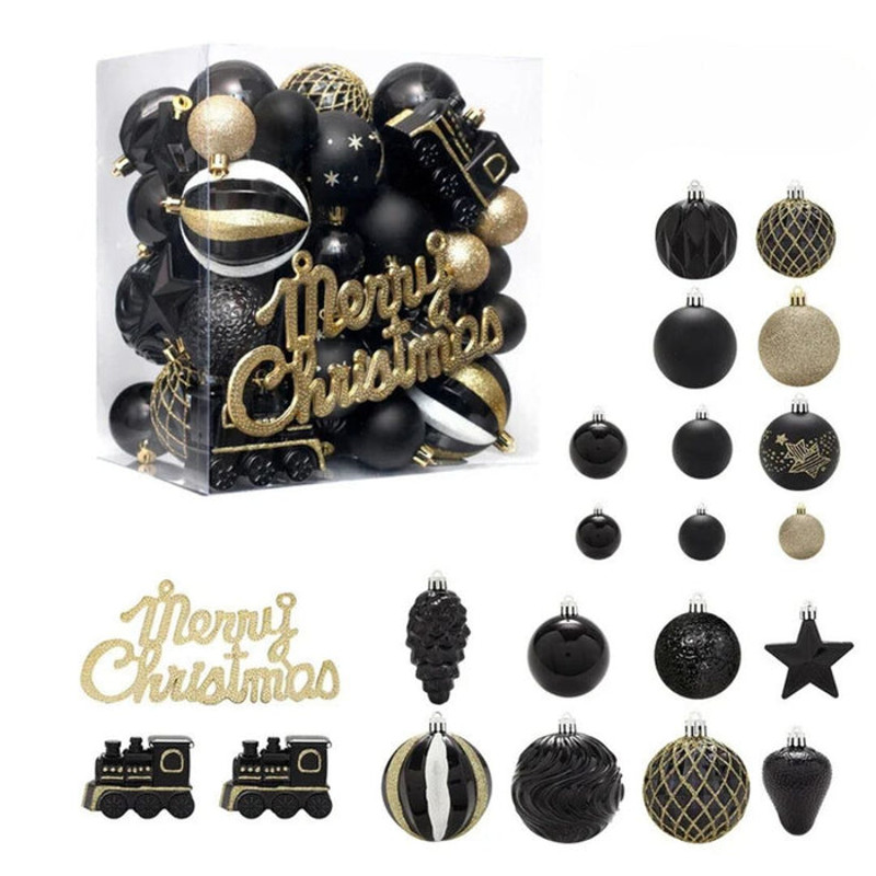 Anyhouz Christmas Tree Balls 65PC Set Holiday Hanging Decoration 2