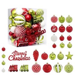 anyhouz christmas tree balls 65pc set holiday hanging decoration