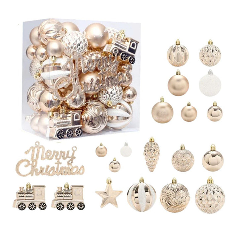 Anyhouz Christmas Tree Balls 65PC Set Holiday Hanging Decoration 6