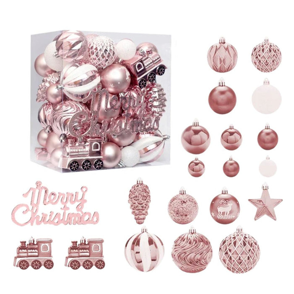 Anyhouz Christmas Tree Balls 65PC Set Holiday Hanging Decoration 8