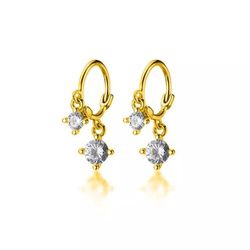 anyco fashion earrings real gold white zircon gothic dazzling