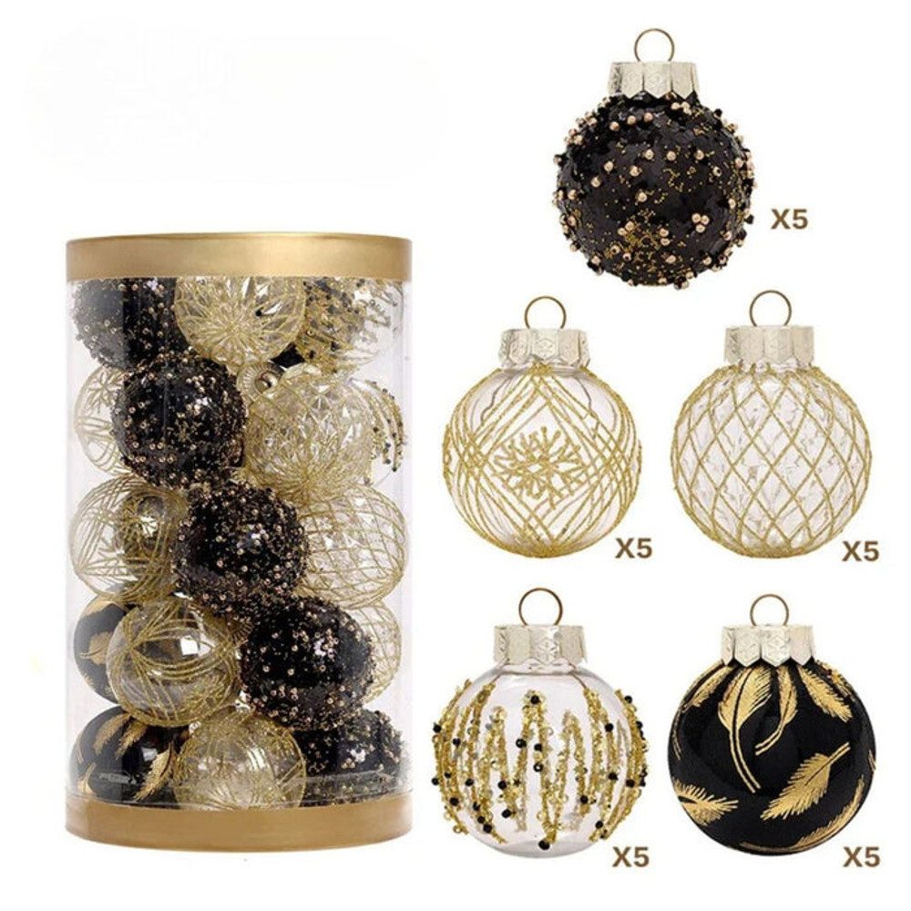 Anyhouz Christmas Tree Balls 25PC Set Holiday Hanging Decoration 2