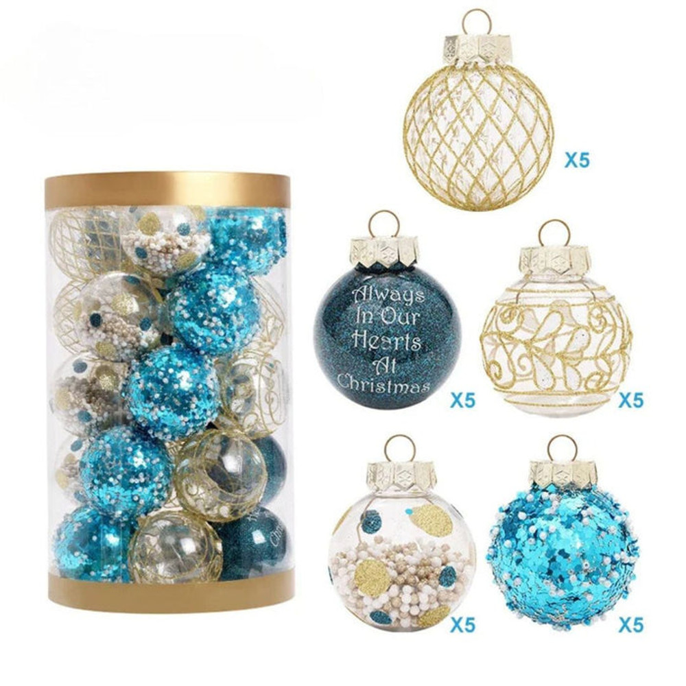 Anyhouz Christmas Tree Balls 25PC Set Holiday Hanging Decoration 3