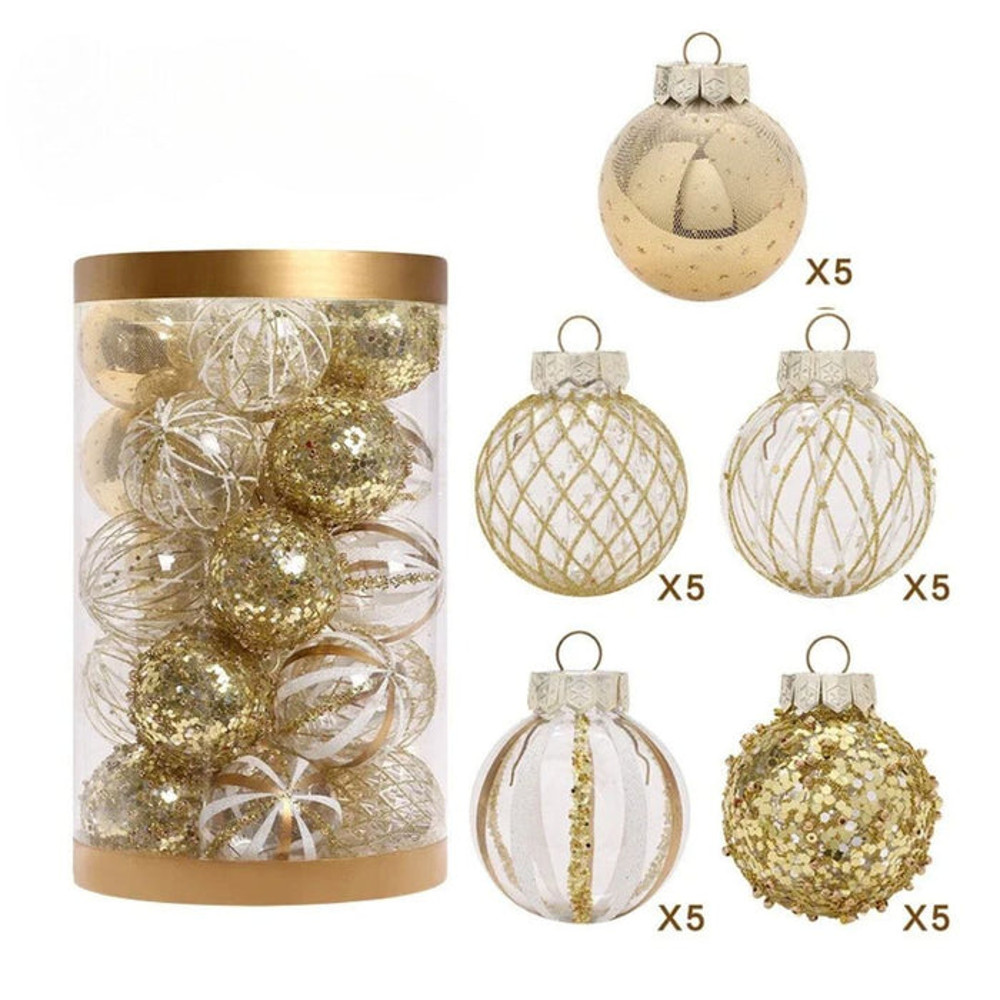 Anyhouz Christmas Tree Balls 25PC Set Holiday Hanging Decoration 5