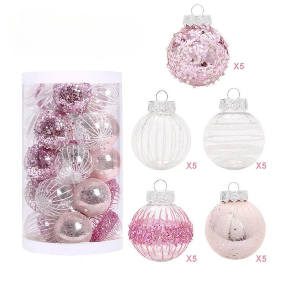 Anyhouz Christmas Tree Balls 25PC Set Holiday Hanging Decoration 6