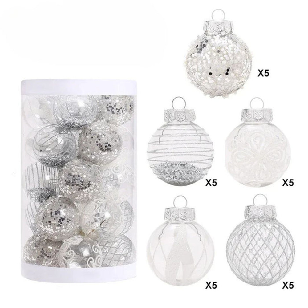Anyhouz Christmas Tree Balls 25PC Set Holiday Hanging Decoration 7