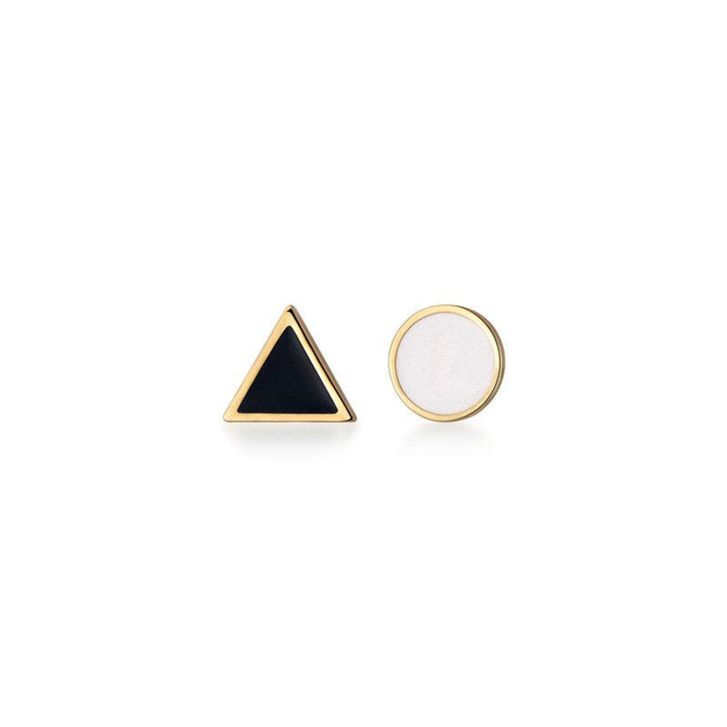 Anyco Fashion Earrings Simple Geometric Round Black Triangle 0