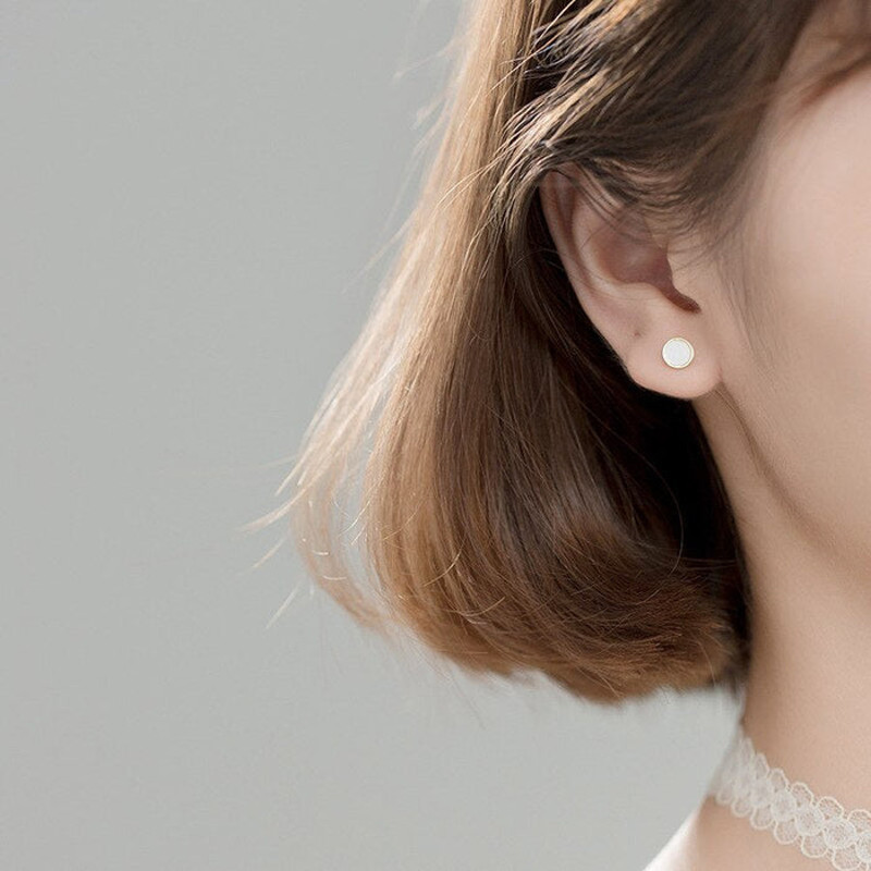 Anyco Fashion Earrings Simple Geometric Round Black Triangle 2