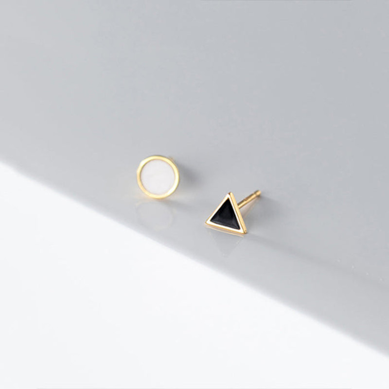Anyco Fashion Earrings Simple Geometric Round Black Triangle 3