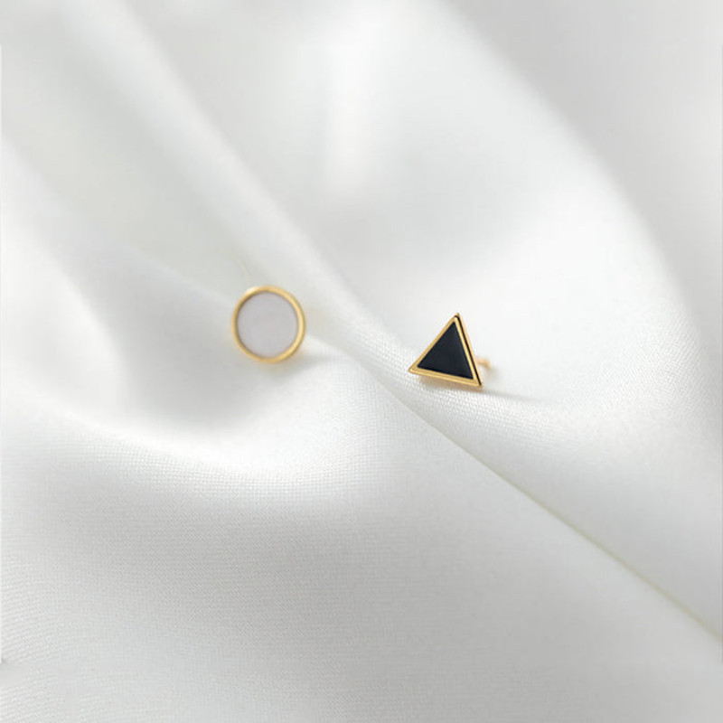 Anyco Fashion Earrings Simple Geometric Round Black Triangle 4