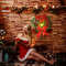 Anyhouz Christmas Wreath Red Ornaments Poinsettia Lantern Lamp Hanging Decor 1