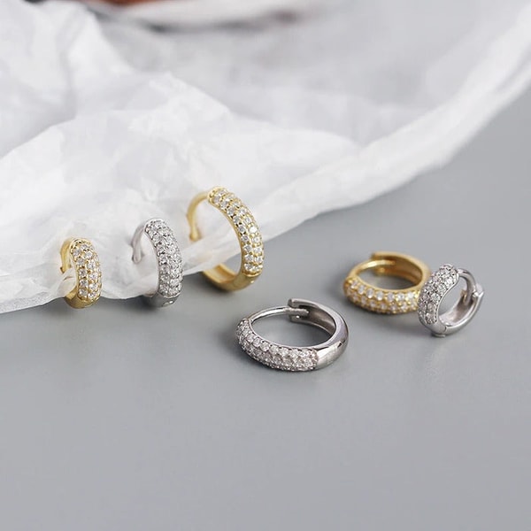 Anyco Earrings Luxury Zircon Punk Circle Hoop 2