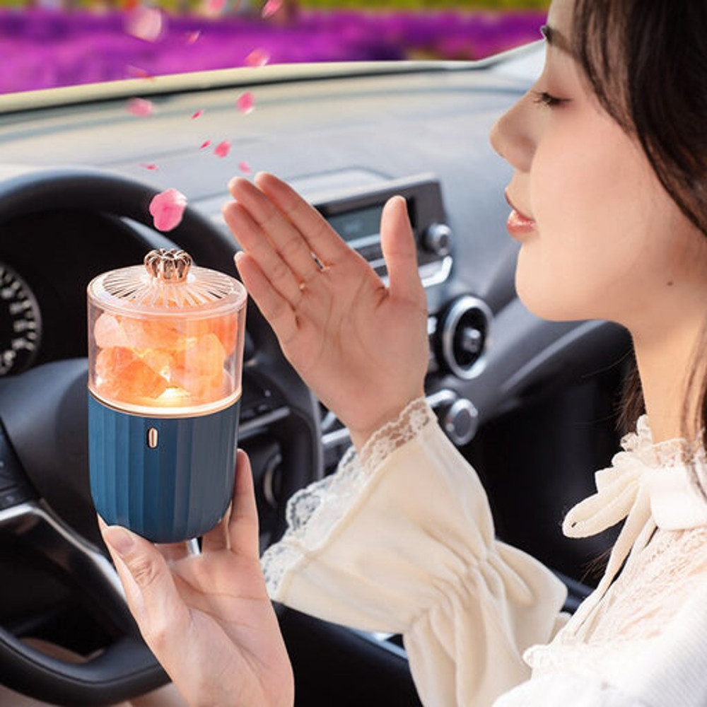 Anyhouz Luxury Lamp Himalayan Salt Aromatherapy Home Decor Wireless Rechargeable Table Accents 1