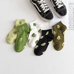 anysox 5 pairs one size 5-9 avocado design ankle socks