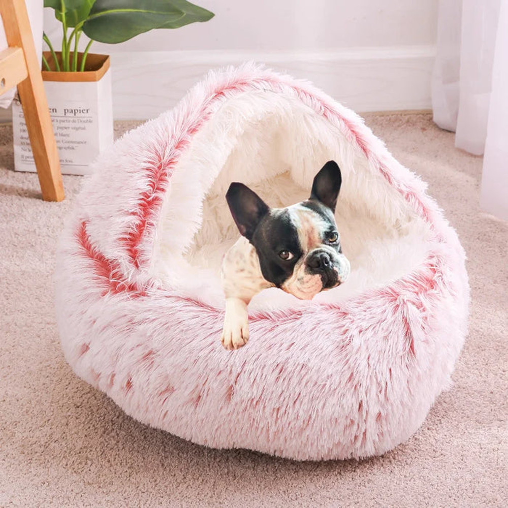 Anywags Pet Bed Brown 2in1 Warm Winter Long Plush 3