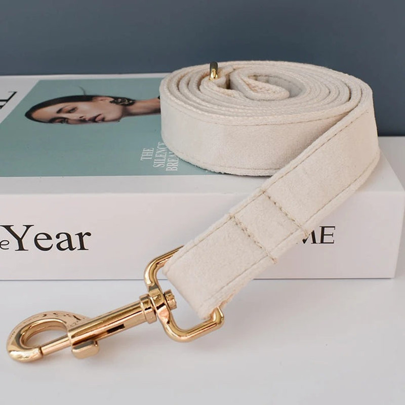 Anywags Pet Bow Collar Leash Set White Supplies Dog Accessories 2