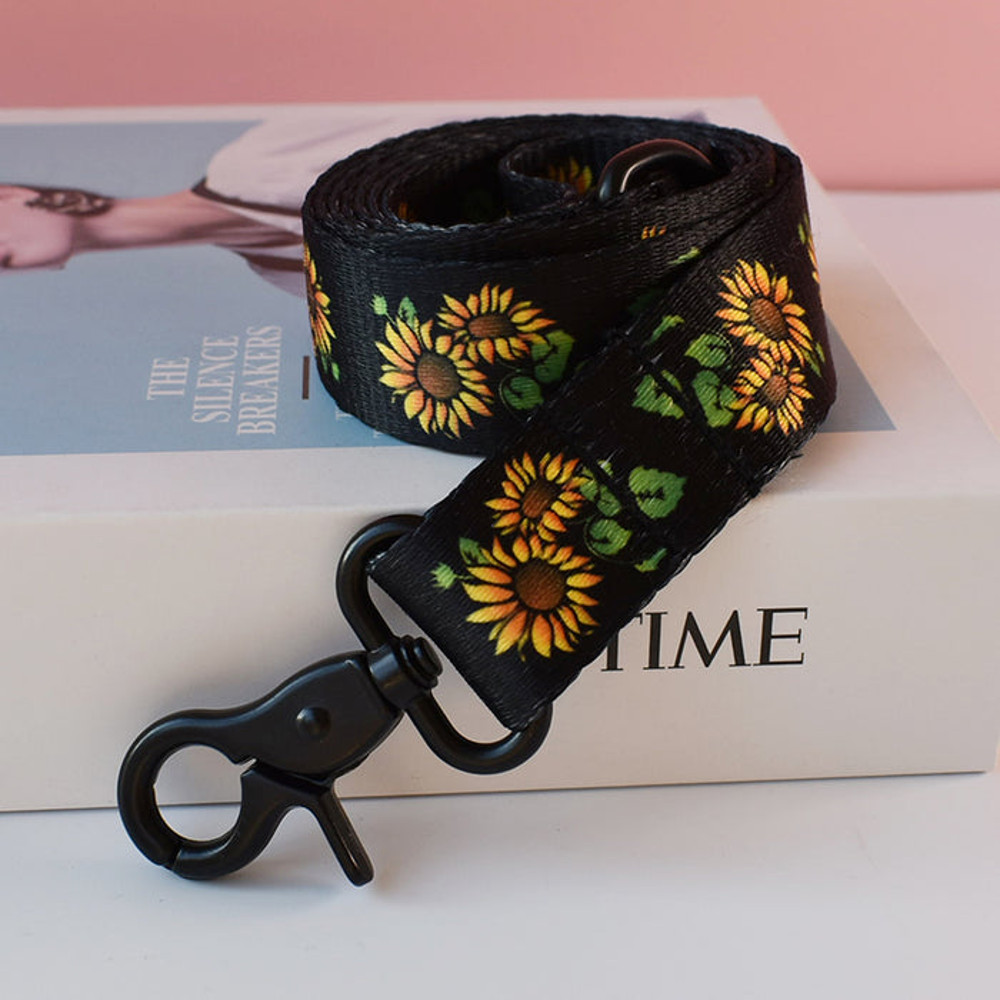 Anywags Pet Collar Leash Set Black Sunflower Sytlish Strap 1