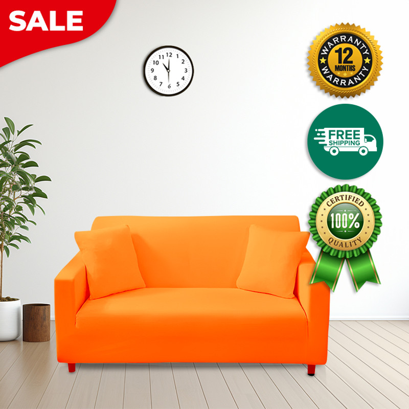 Anyhouz Sofa Cover Plain Orange Style And Protection For Living Room 1