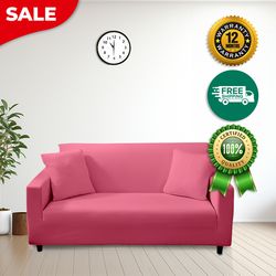 anyhouz sofa cover plain rose red style and protection for living room