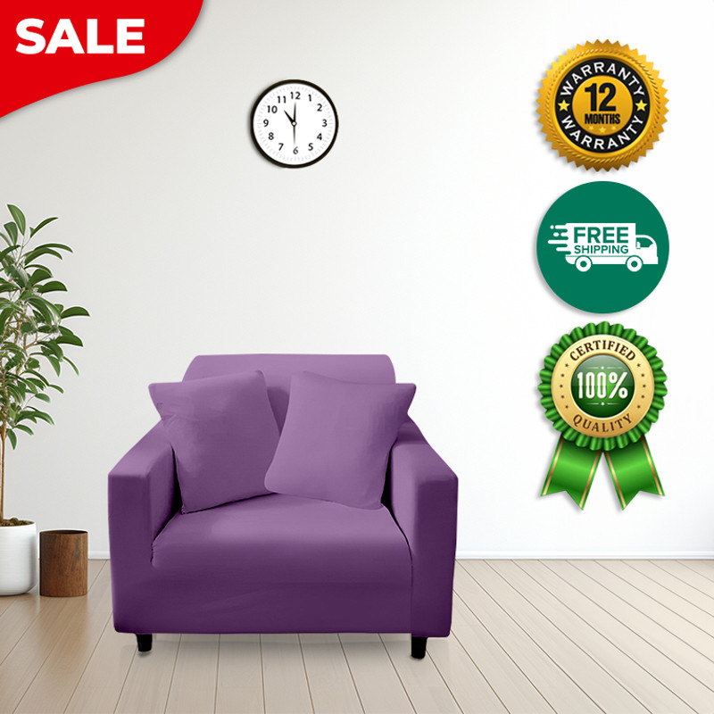 Anyhouz Sofa Cover Plain Purple Style And Protection For Living Room 3
