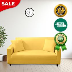 anyhouz sofa cover plain yellow style and protection for living room