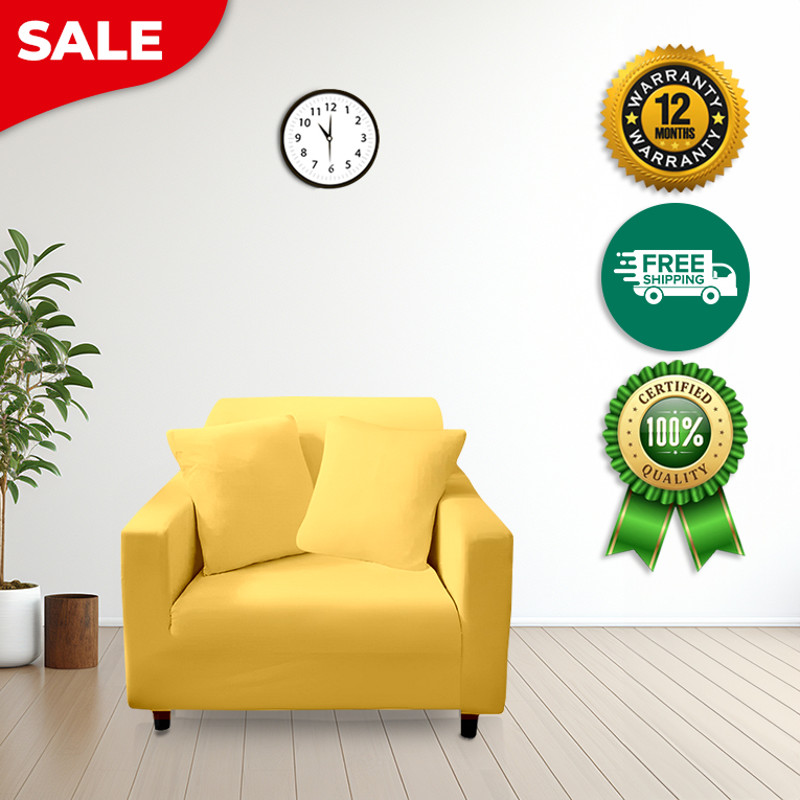Anyhouz Sofa Cover Plain Yellow Style And Protection For Living Room 3