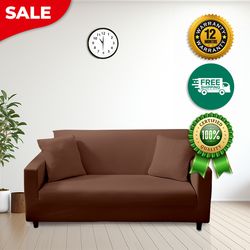 anyhouz sofa cover plain light coffee style and protection for living room