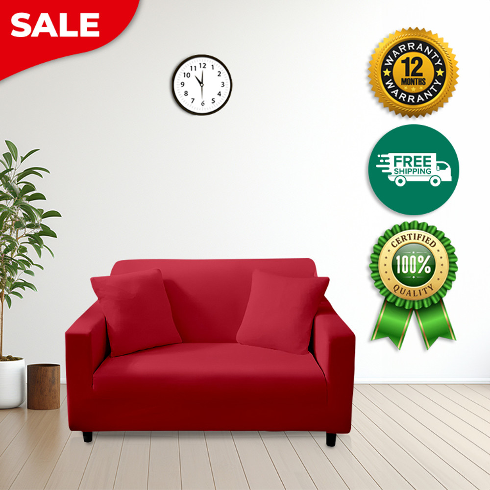 Anyhouz Sofa Cover Plain Red Chair Elastic Stretchable Slipcover For Living Room 3