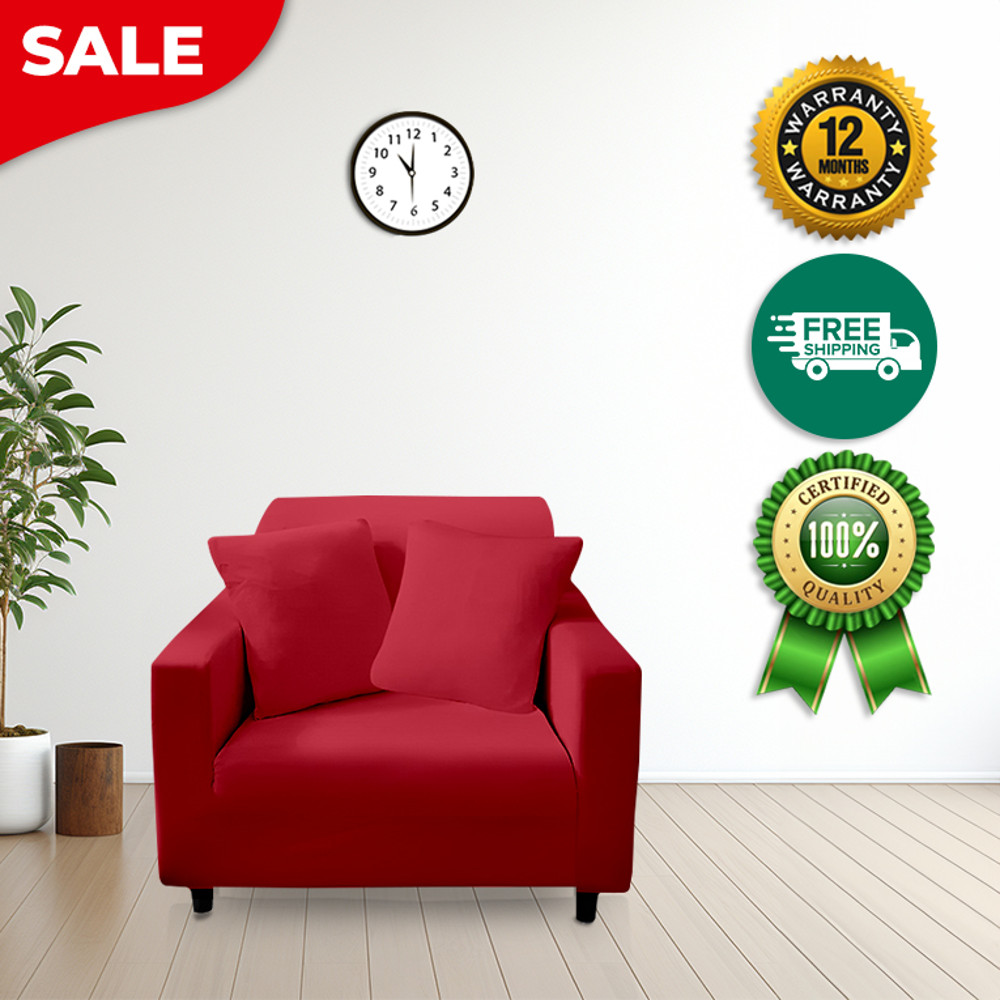 Anyhouz Sofa Cover Plain Red Chair Elastic Stretchable Slipcover For Living Room 4