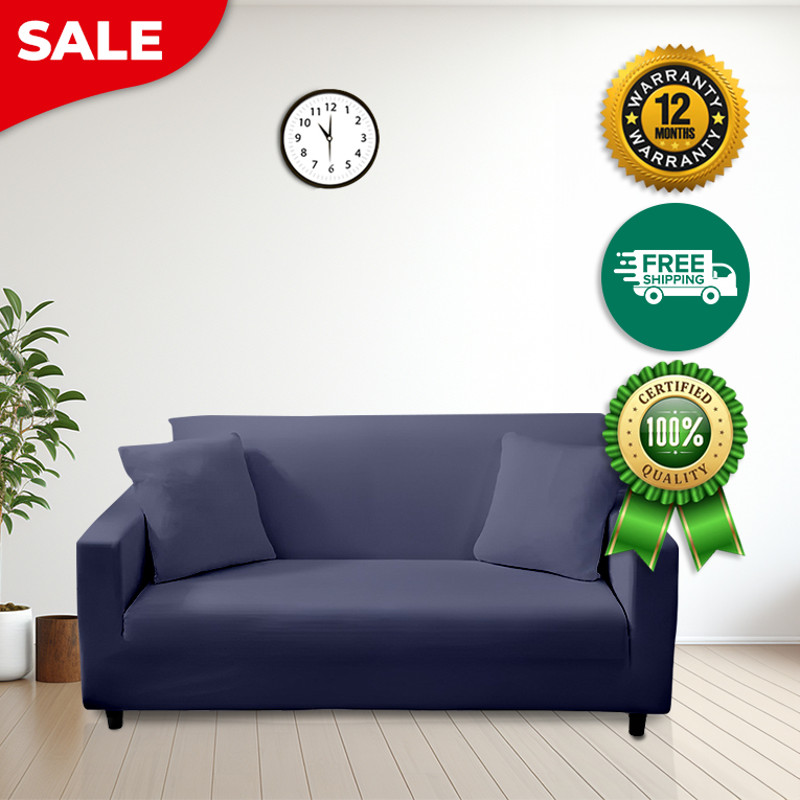 Anyhouz Sofa Cover Plain Navy Blue Chair Elastic Stretchable Slipcover 0