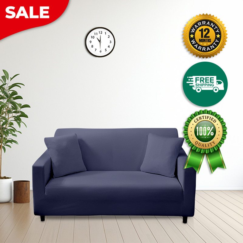 Anyhouz Sofa Cover Plain Navy Blue Chair Elastic Stretchable Slipcover 1
