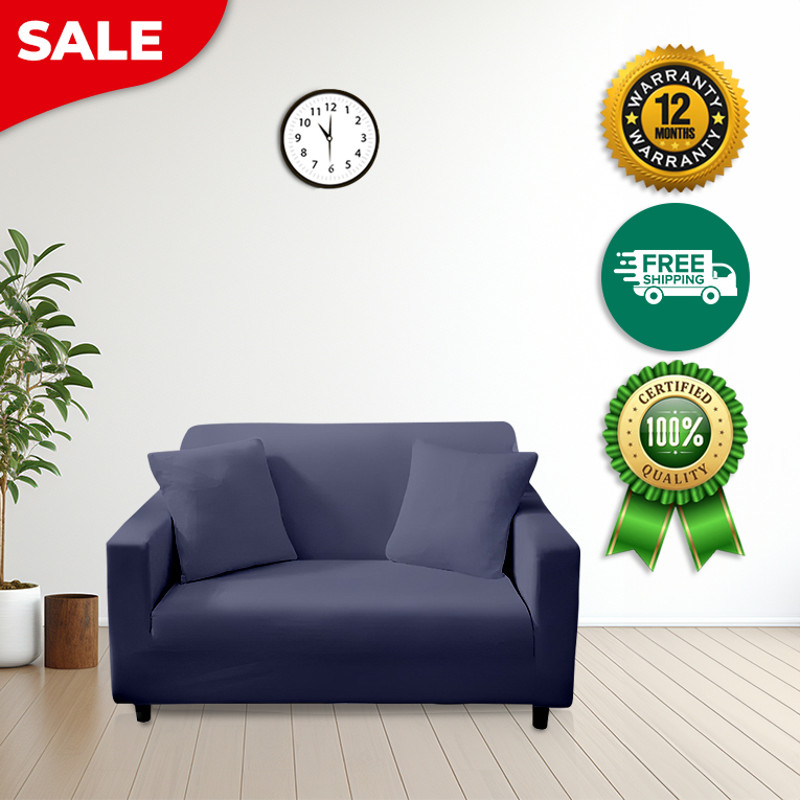 Anyhouz Sofa Cover Plain Navy Blue Chair Elastic Stretchable Slipcover 2