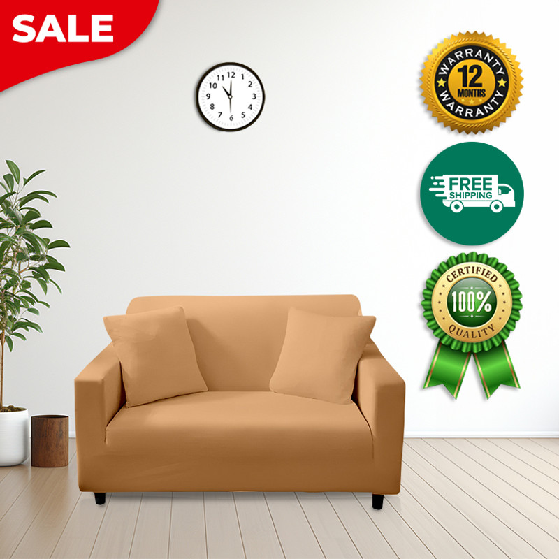 Anyhouz Sofa Cover Plain Caramel Style And Protection For Living Room 2